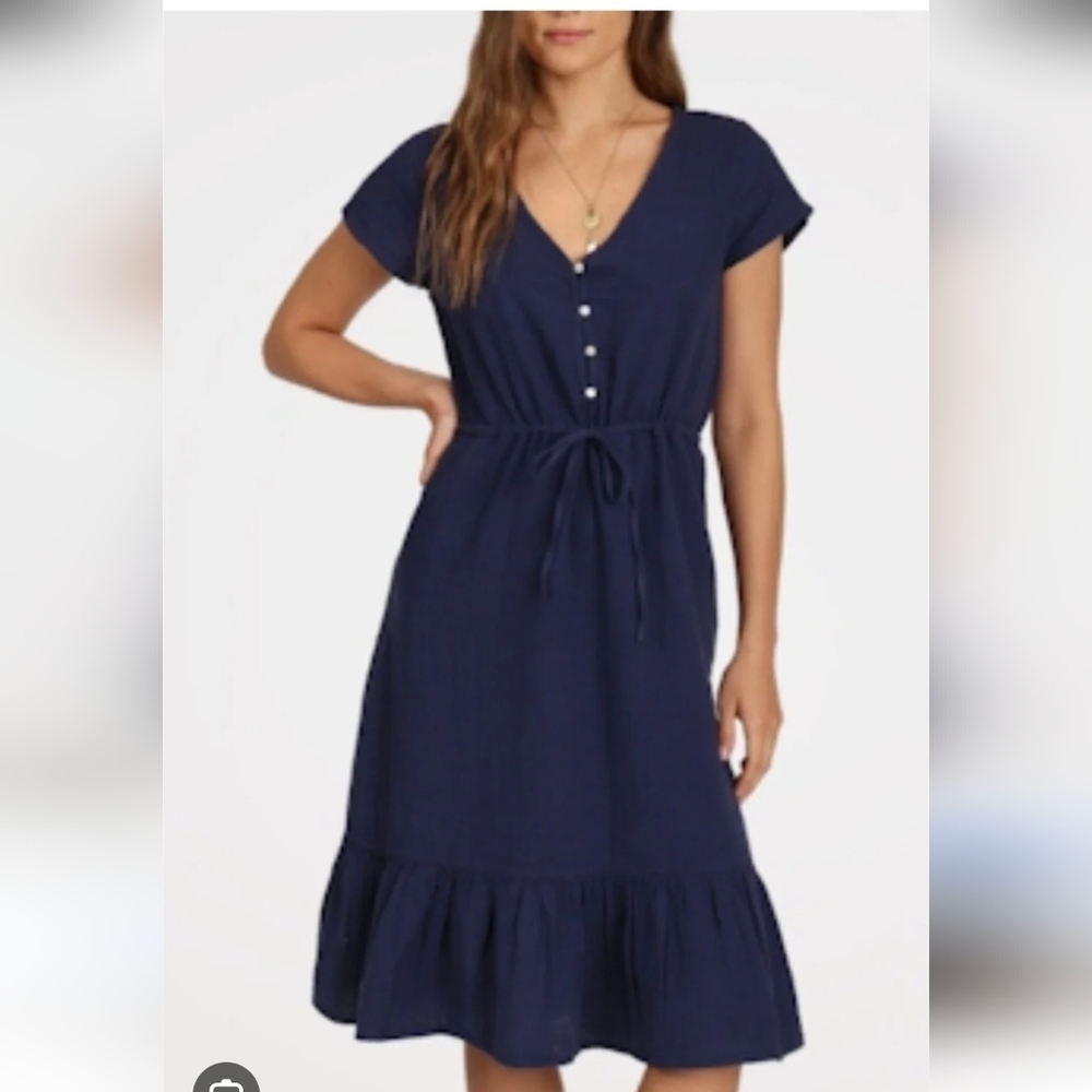 DYLAN women's parker gauze dress in blue Size XS New Cotton Short Sleeve